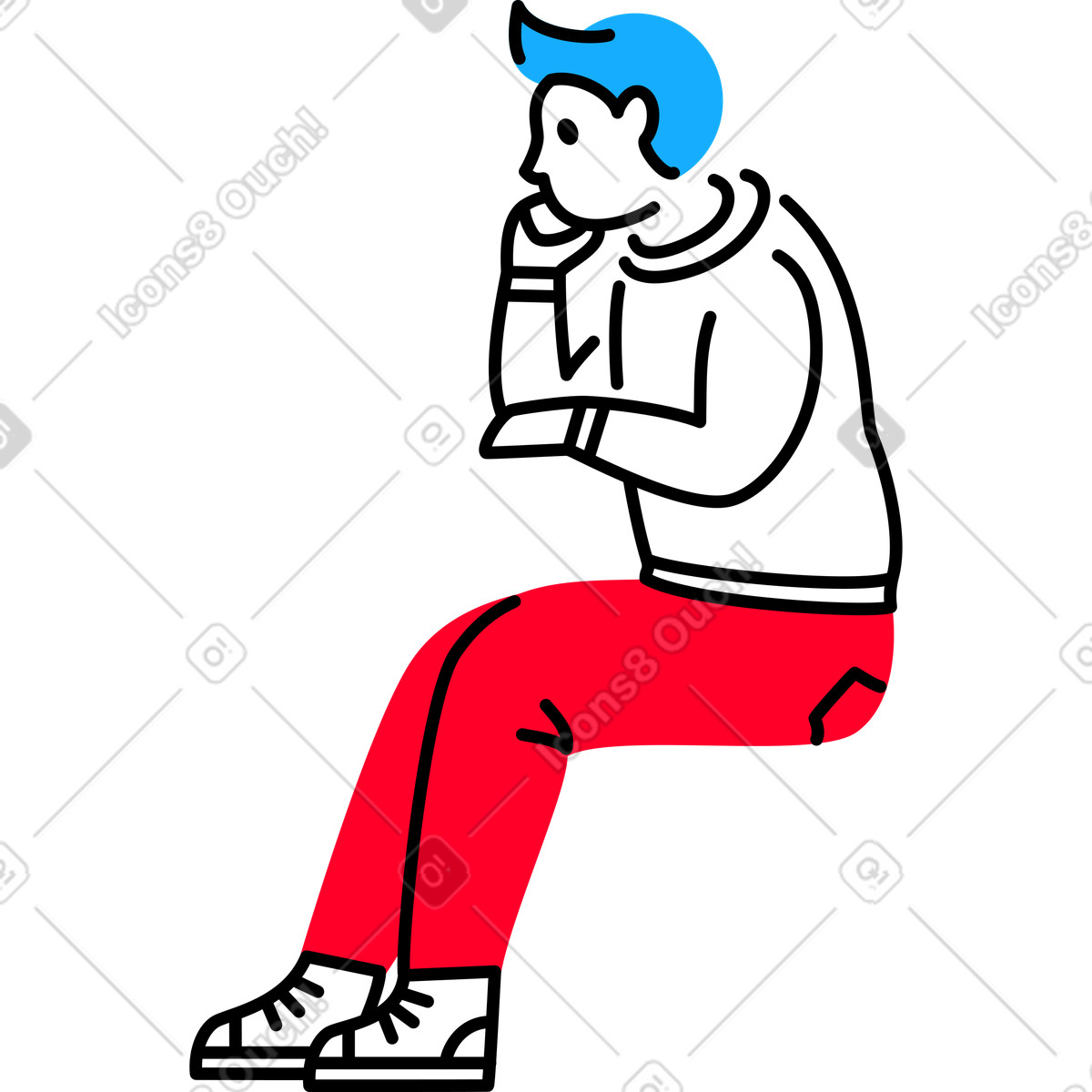 Illustration Homme assis dans le style Transistor à télécharger aux formats PNG, SVG