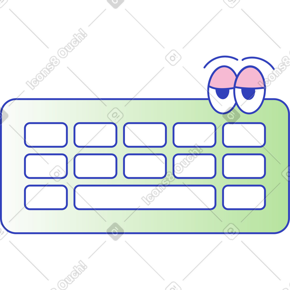 Keyboard with eyes illustration in Eyeful style download in PNG, SVG