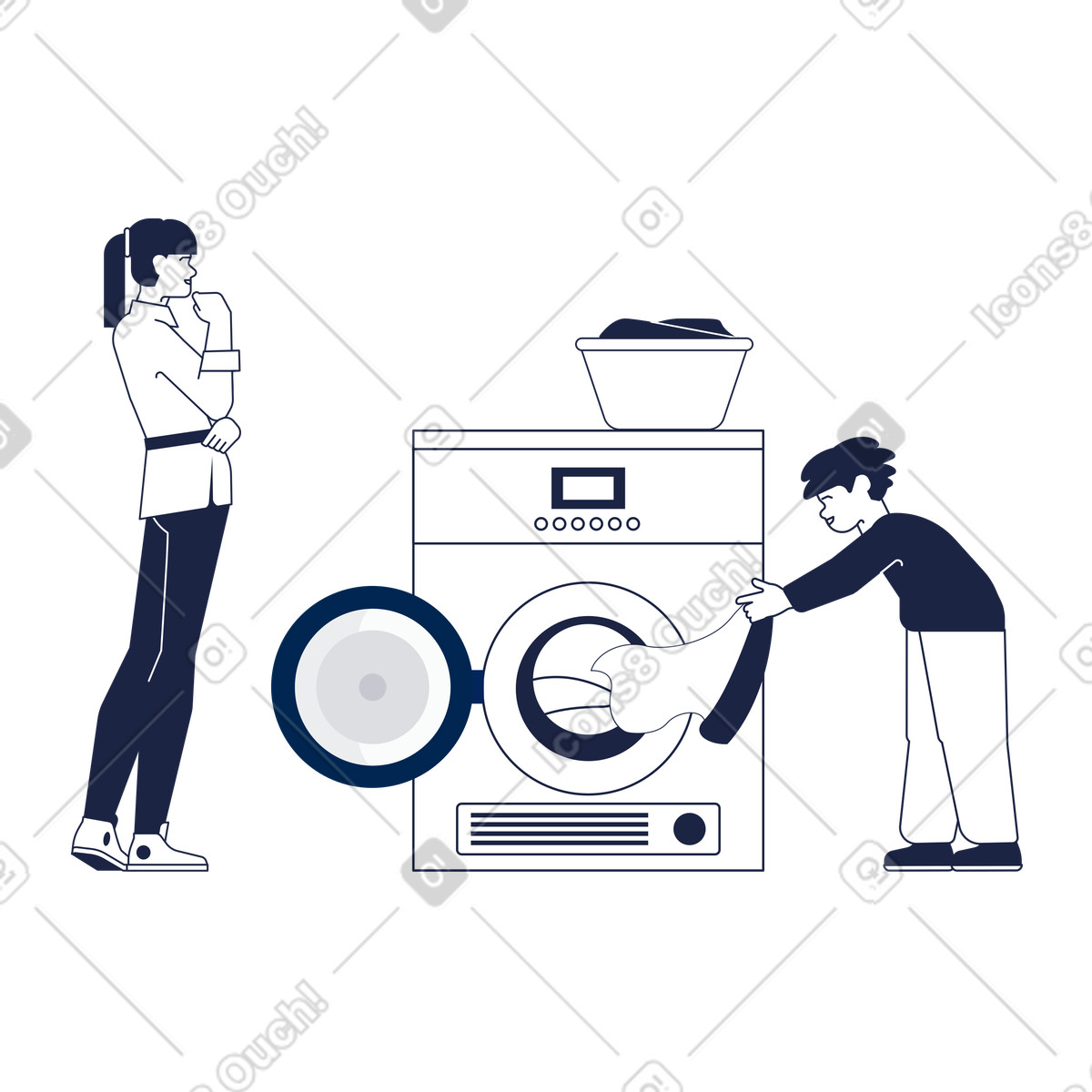 Mom's helper illustration in Urban Line style download in PNG, SVG