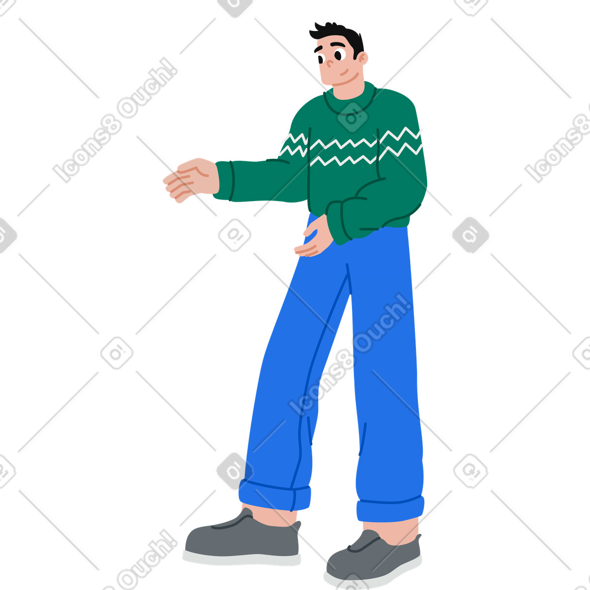 下载 Active 风格的 年轻人看着某事 插画，支持 PNG、SVG 格式