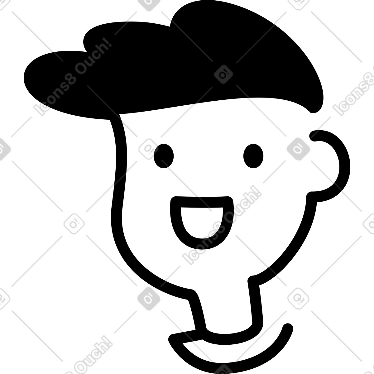 Иллюстрация Face smiling character head with simple eyes and open mouth в стиле Notion Line Art — скачать в форматах PNG, SVG