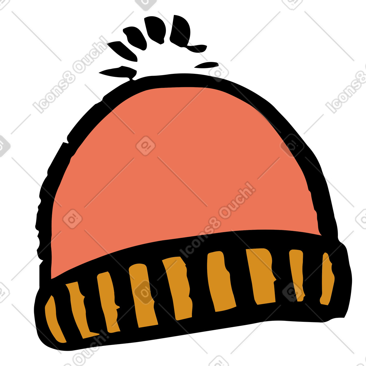 Ilustração de Chapéu laranja com pompom em no estilo Scandi para baixar em PNG, SVG