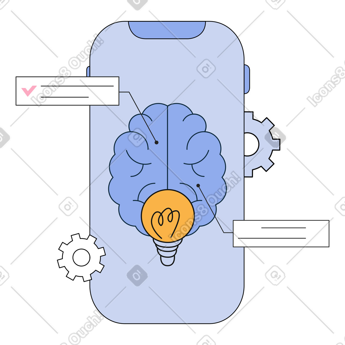 Smartphone alimentato da intelligenza aumentata illustrazione in stile Bloom scarica in PNG, SVG