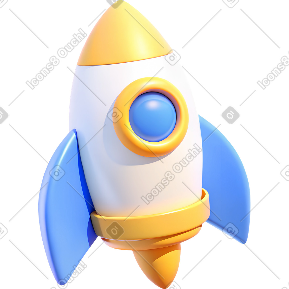 Plastic rocket with porthole illustration in 3D Cutie style download in PNG, SVG