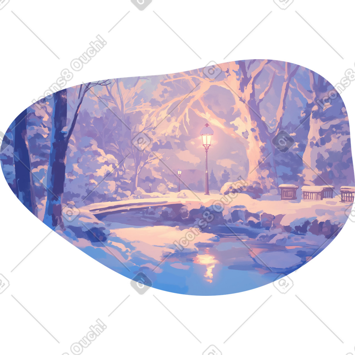 Winter park background illustration in Scenes style download in PNG, SVG