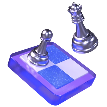 A chessboard with pieces in a dynamic pose - 3D Boost style illustration