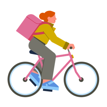 A person riding a bicycle with a backpack - Vector style illustration