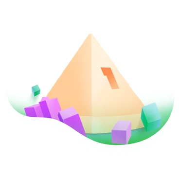 A pyramid structure made of beige blocks, prominently featuring a missing block at the top, creating an incomplete appearance. The pyramid is set against a light pastel background. Surrounding the base of the pyramid are several small, scattered blocks in various pastel colors, emphasizing the idea of construction and assembly. The scene conveys the concept of a partially finished project.