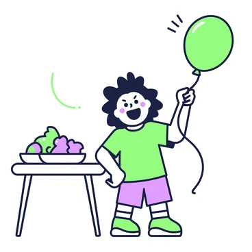 An excited child amazed by their hair standing up after playing with a balloon