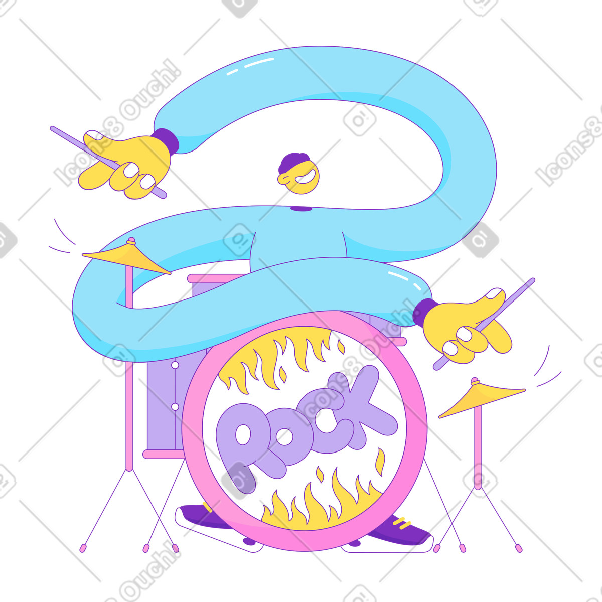 Guy suona la batteria illustrazione in stile Elastic scarica in PNG, SVG