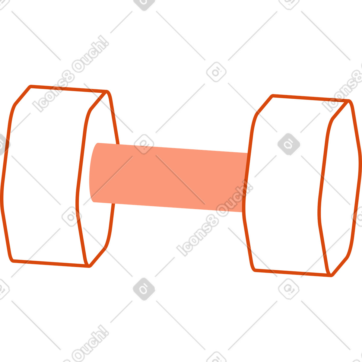 Ilustración Mancuerna hexagonal en estilo Orange a descargar en PNG y SVG