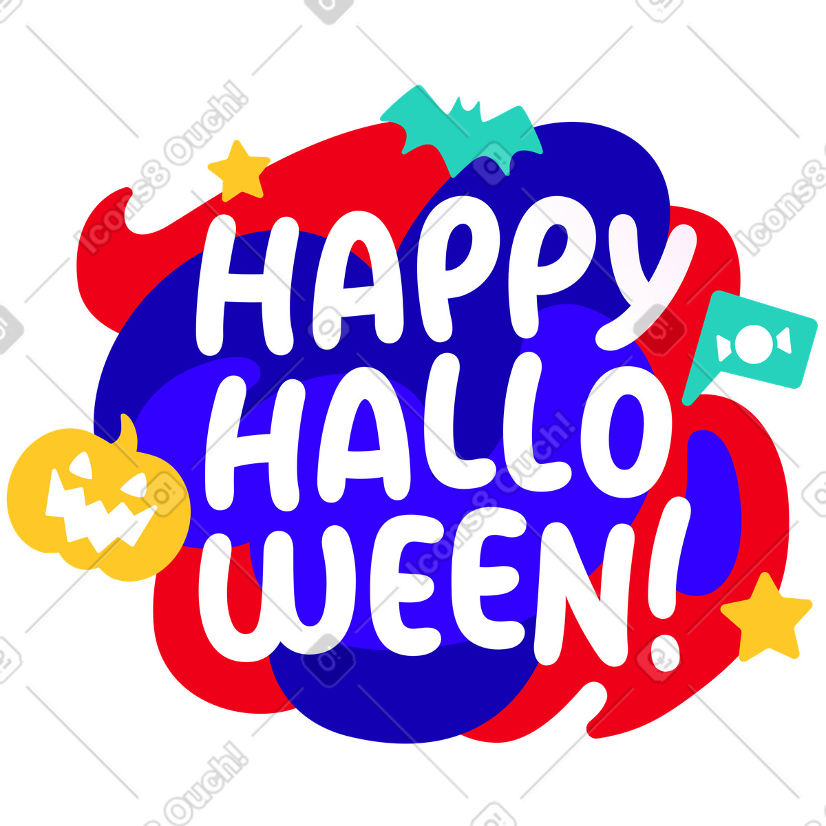 Happy halloween-schriftzug-Illustration im Rocky-Stil als Download in PNG, SVG