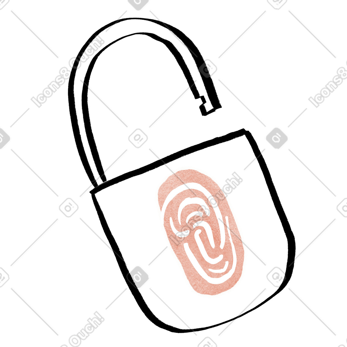 Fingerprint security access control icon for biometric authentication systems-Illustration im Hand-drawn animation-Stil als Download in PNG, SVG