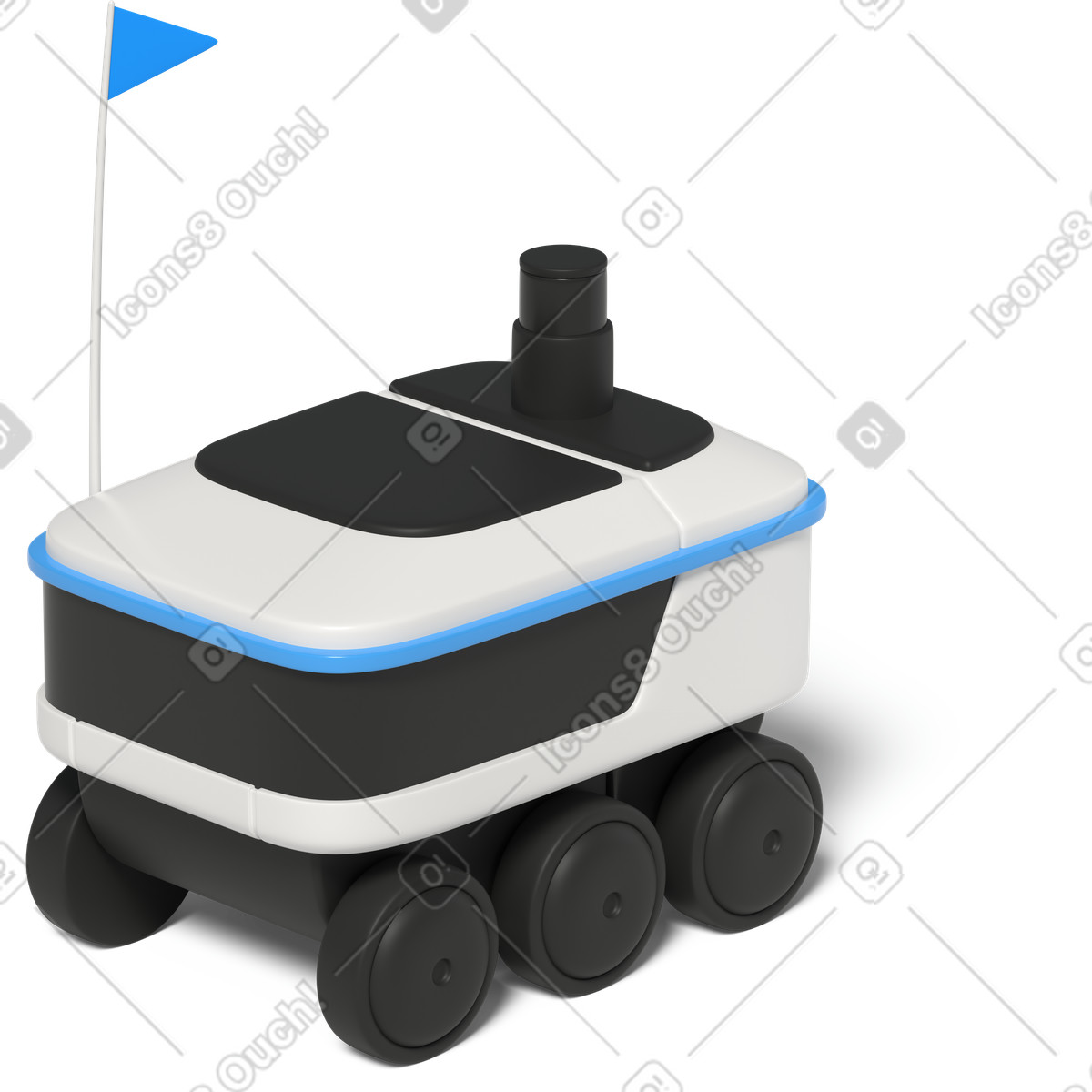 3D Business 스타일의 Delivery robot top view 일러스트레이션 PNG, SVG 다운로드