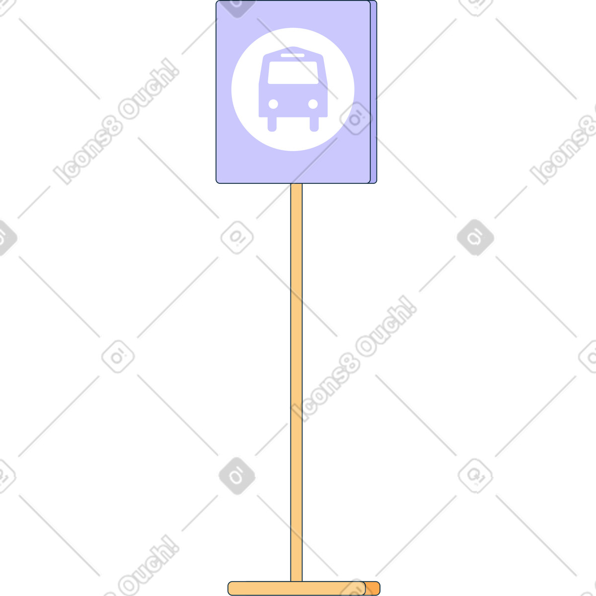 Segnale di fermata dell'autobus illustrazione in stile Bubble gum scarica in PNG, SVG