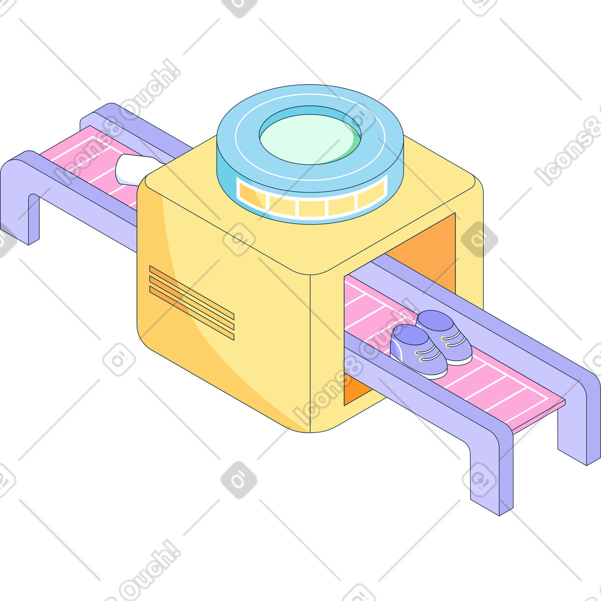 Bubble gum スタイルの プラスチックリサイクルコンベア のイラストをPNG、SVG形式でダウンロード