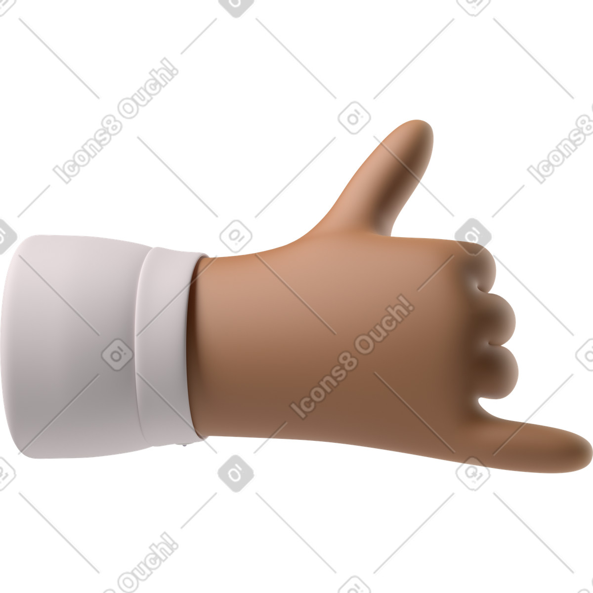 Braune hauthand, die mich anruft-Illustration im 3D Hands Fun&Wild-Stil als Download in PNG, SVG