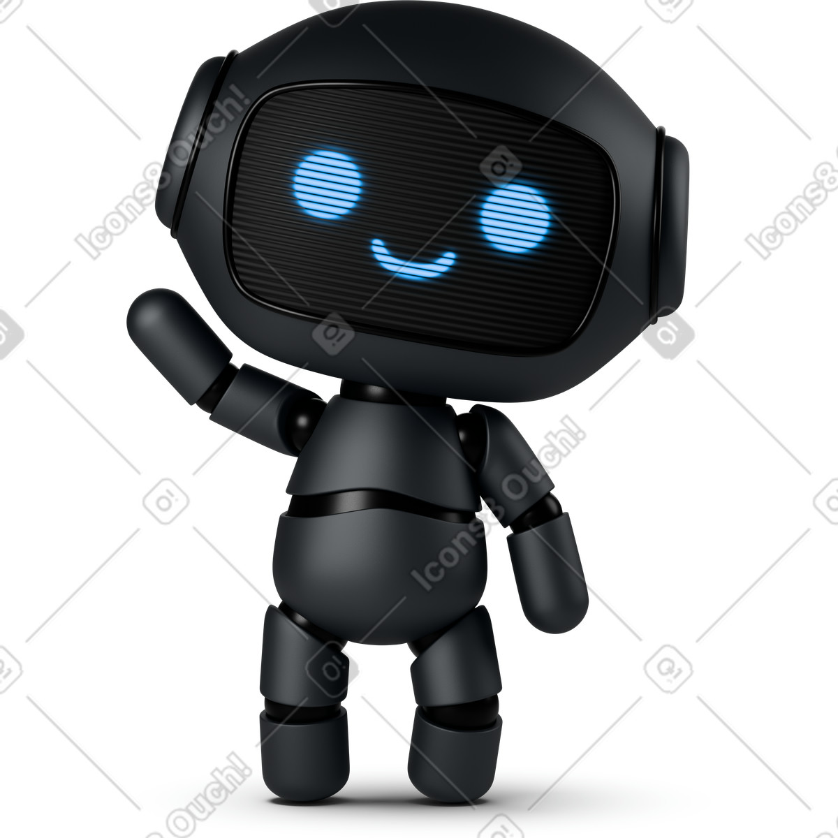 下载 3D Business 风格的 Black friendly cute robot 动画插图，支持 GIF、Lottie （JSON）、AE 格式