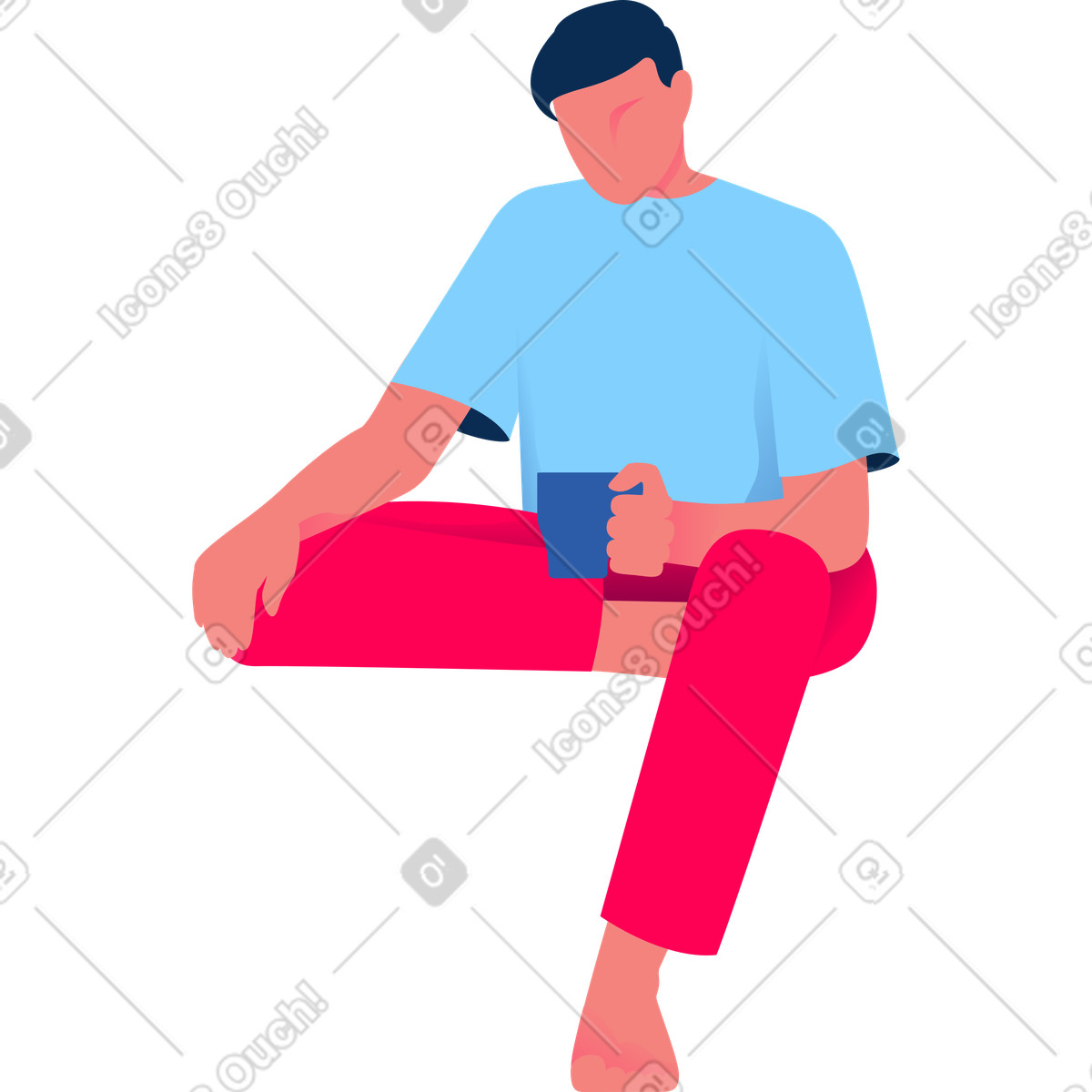 Illustration Homme assis tenant une tasse dans le style Daily à télécharger aux formats PNG, SVG