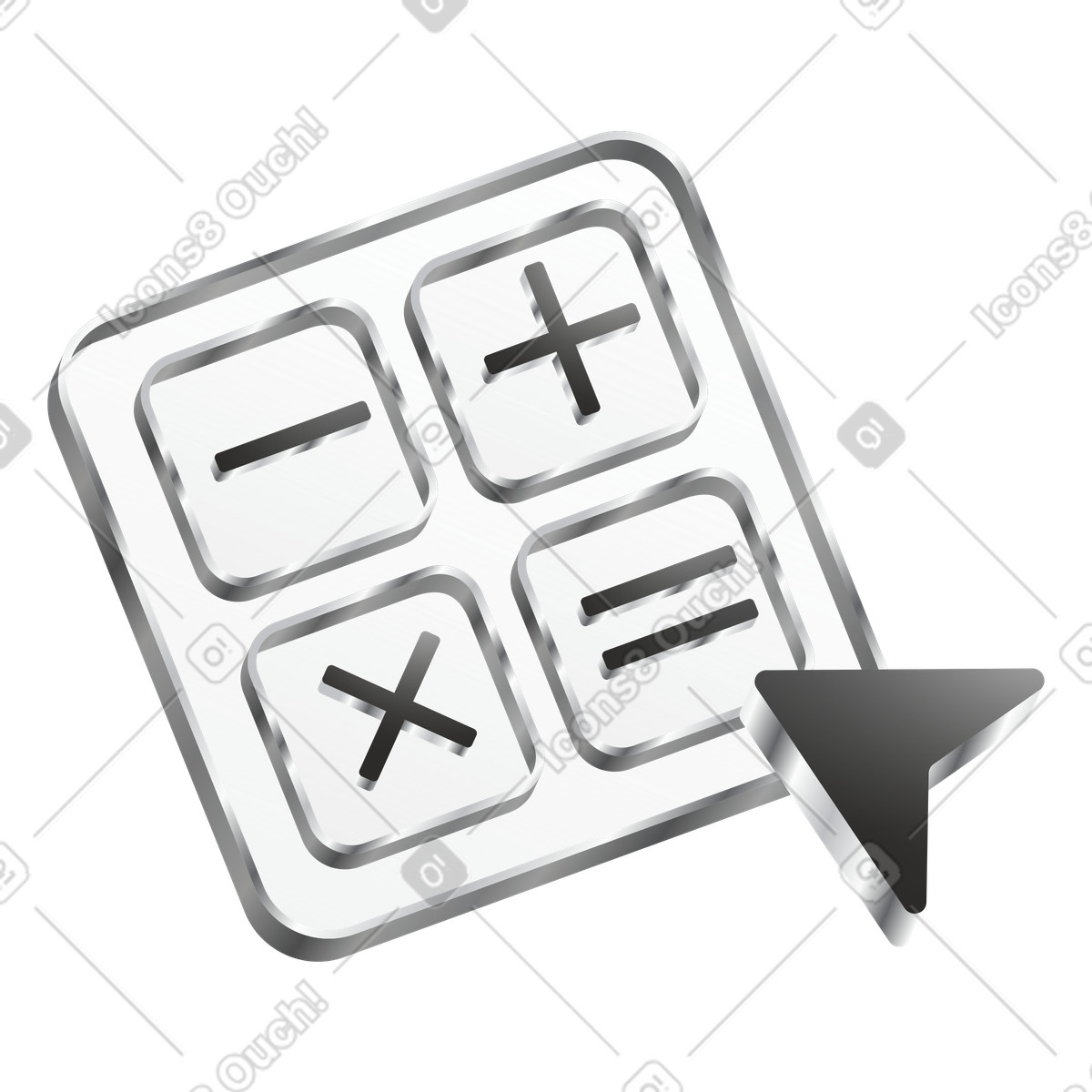 Calculator buttons with cursor click, Online calculation tool illustration in Token style download in PNG, SVG