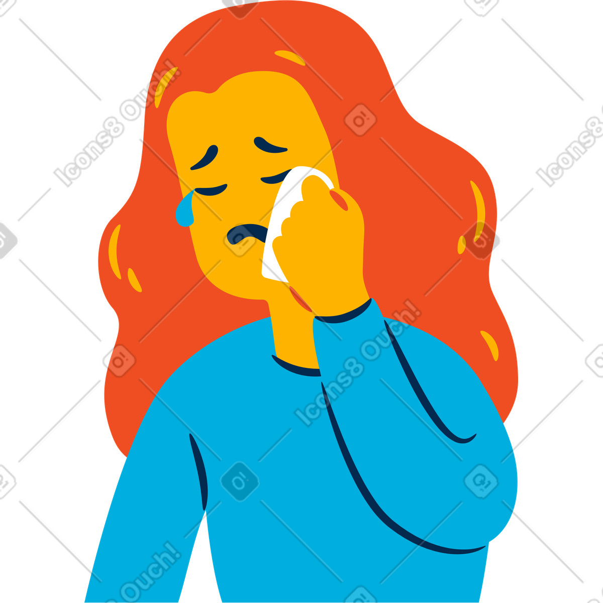 Flame 스타일의 The crying woman 일러스트레이션 PNG, SVG 다운로드