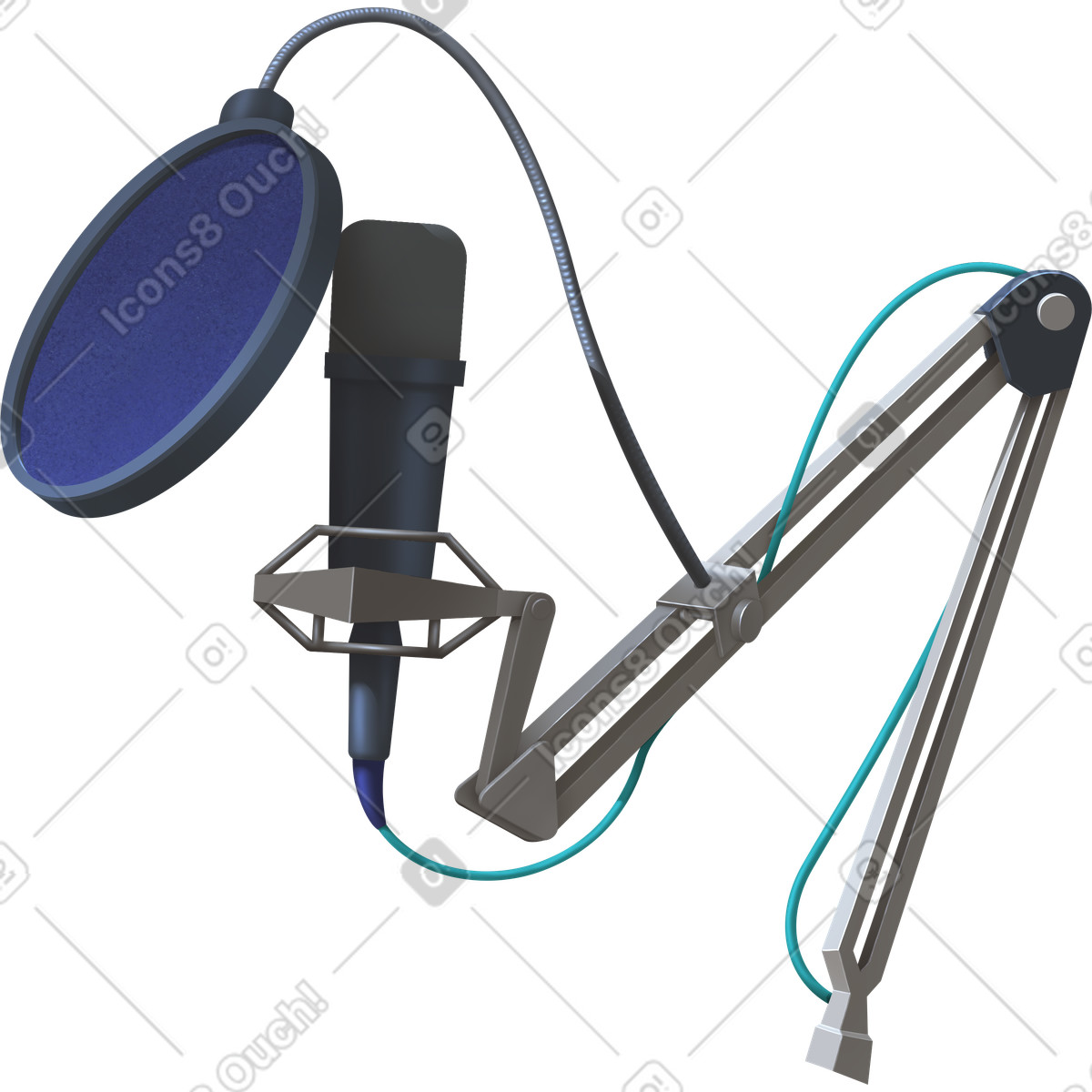 Illustration Studio microphone dans le style Props à télécharger aux formats PNG, SVG