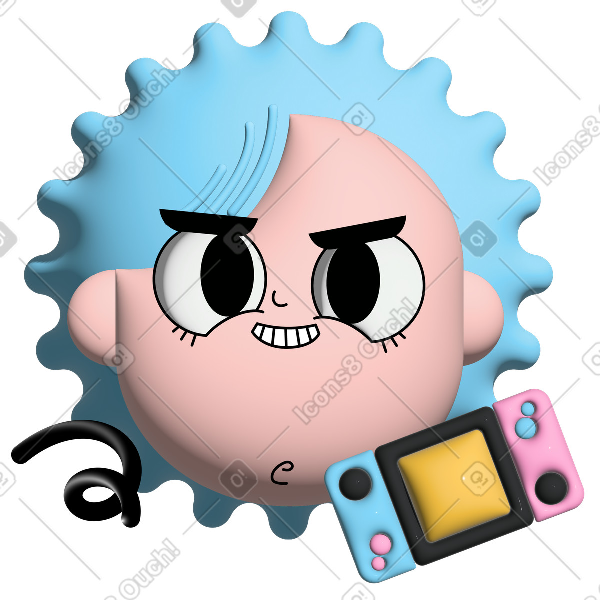 Girl with game console illustration in Cartoony style download in PNG, SVG