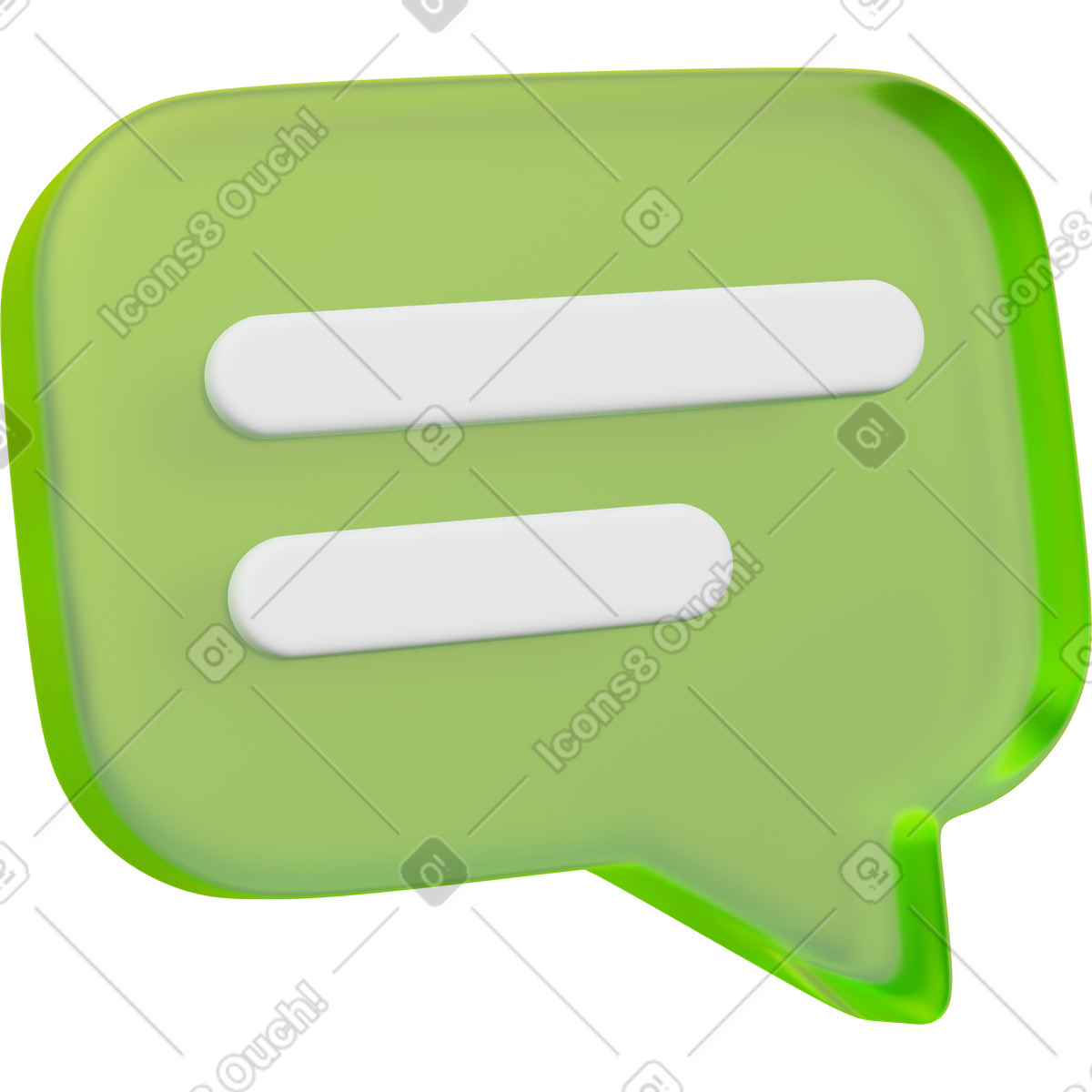 Green communication chat message bubble icon illustration in 3D Playful style download in PNG, SVG