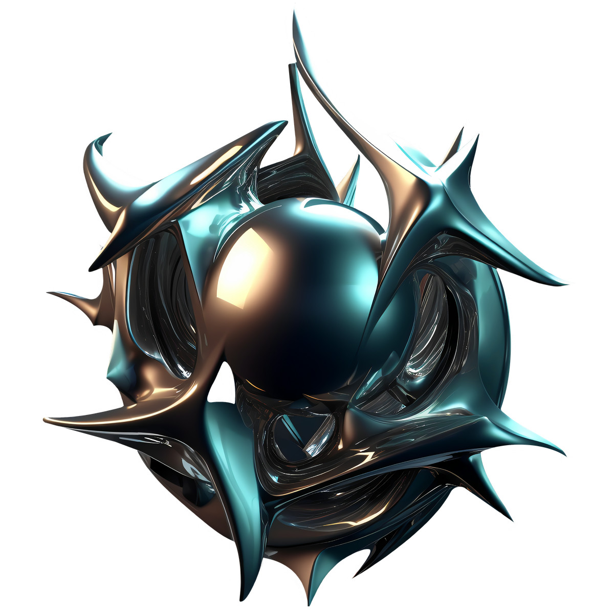 スタイルの 3D Futuristic metallic spiked sphere のイラストをPNG、SVG形式でダウンロード