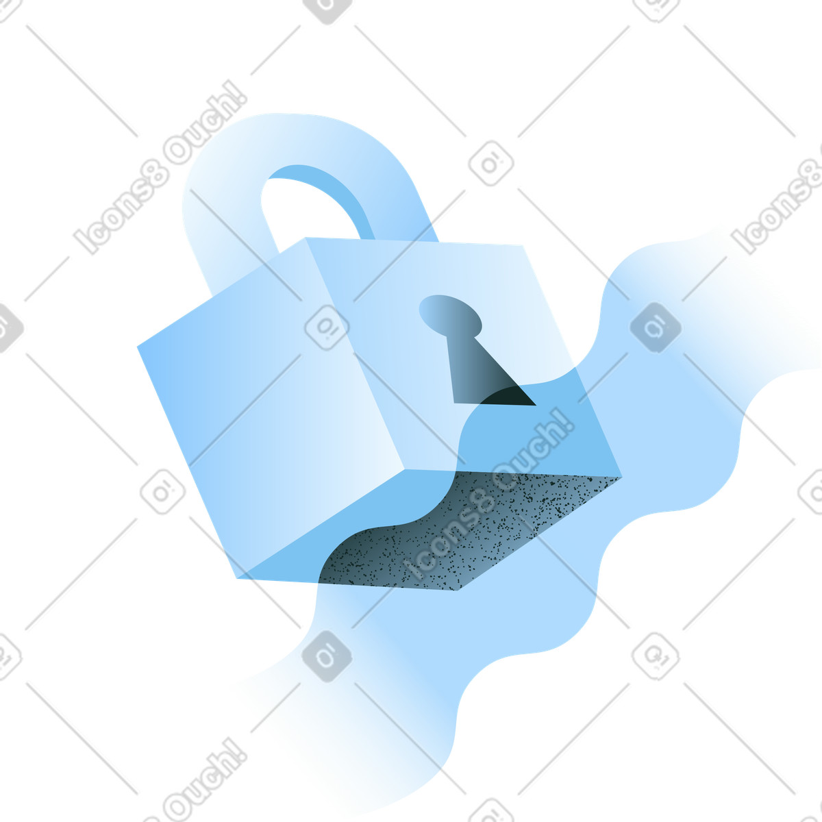 Floating padlock with abstract wave for cybersecurity and data protection illustration in Concept style download in PNG, SVG