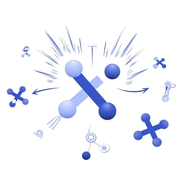 A detailed illustration showing a dynamic burst of energy from a breaking ATP phosphate bond. In the center, a molecule of ATP is depicted, with one of its phosphate bonds clearly breaking apart. Energy waves are radiating outward from the bond, illustrated through sharp lines and swirling patterns to represent the release of energy. The surrounding area displays smaller ATP molecules, emphasizing the reaction. There are arrows indicating the direction of the energy flow, and the phosphate groups are depicted as separate entities moving away from the ATP molecule.