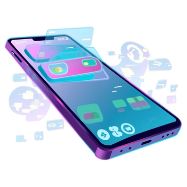 A sleek smartphone with a modern design, displaying an open digital wallet app on its screen. The app interface showcases various vibrant payment options, including icons for credit cards, bank transfers, and cryptocurrency. The background features a blurred, tech-inspired setting that highlights the phone. The screen reflects a colorful array of digital elements, emphasizing a user-friendly experience.