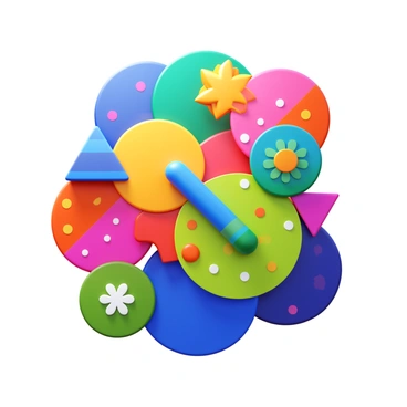 A collage featuring an arrangement of various geometric shapes in multiple vibrant colors. The shapes include circles, triangles, and squares, all overlapping and intermingling in a harmonious layout. Each shape displays a unique pattern, such as stripes, polka dots, and floral designs, to highlight diversity. The overall composition conveys a sense of unity through the cohesive blending of colors and patterns.