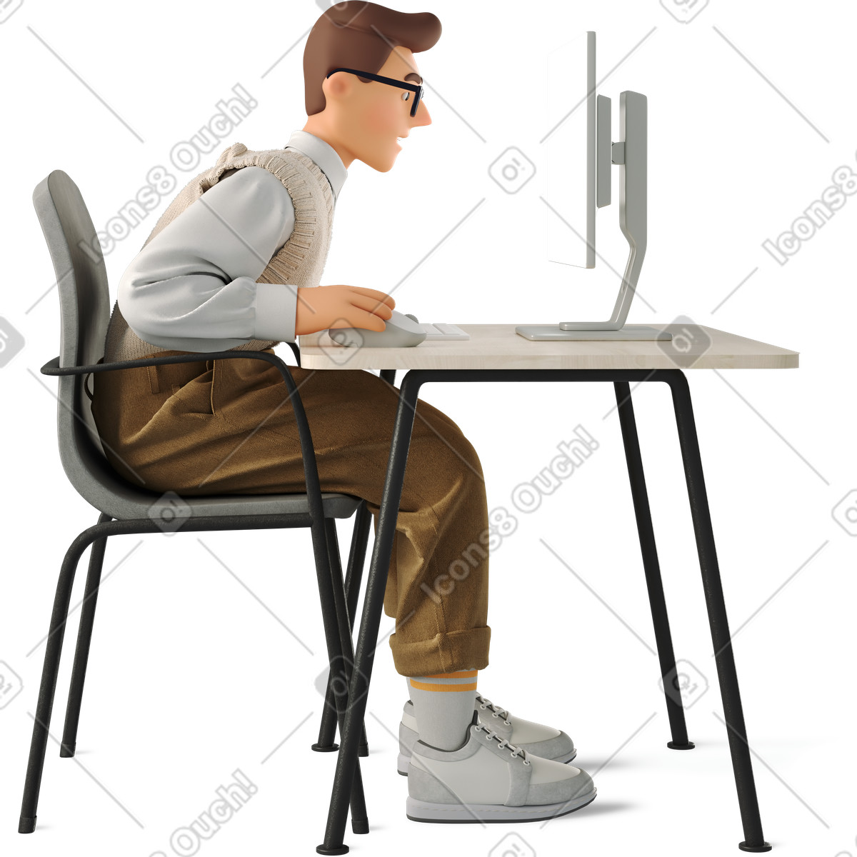 Ilustração de Man working on a computer em no estilo 3D Business para baixar em PNG, SVG