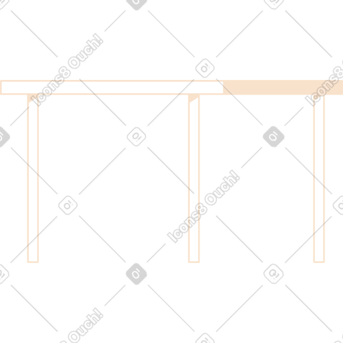 Ilustración Mesa beige con tres patas en estilo Folks a descargar en PNG y SVG