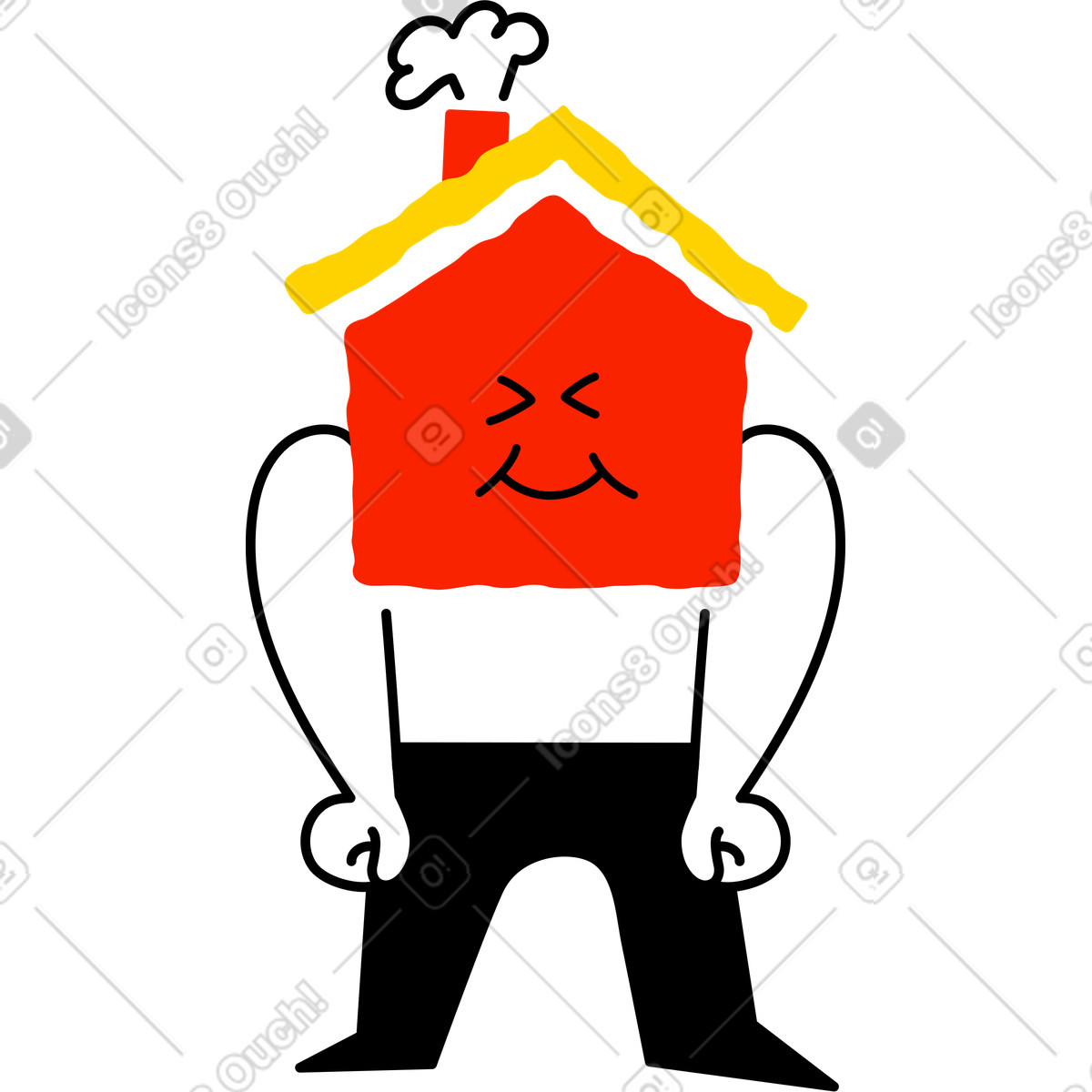 Character with the head of house boiled over illustration in Giggle style download in PNG, SVG