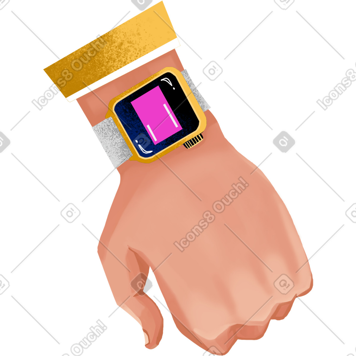 Flare スタイルの Left hand with a watch のイラストをPNG、SVG形式でダウンロード