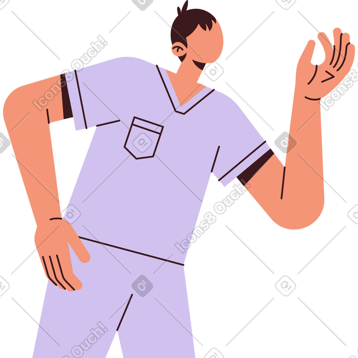 Mann mit erhobener hand-Illustration im Folks-Stil als Download in PNG, SVG