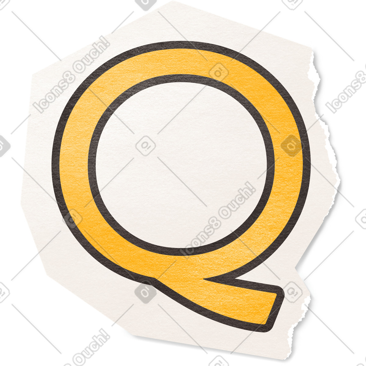 Collage capital letter q illustration in Paper Cut style download in PNG, SVG
