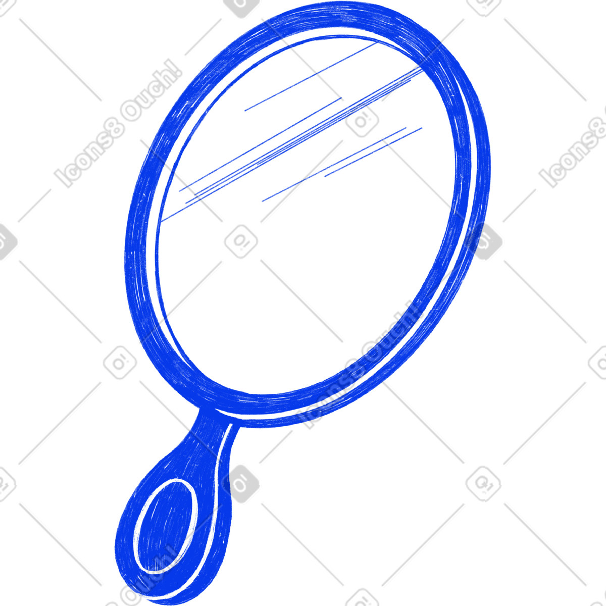 Blue oval mirror illustration in Biro style download in PNG, SVG