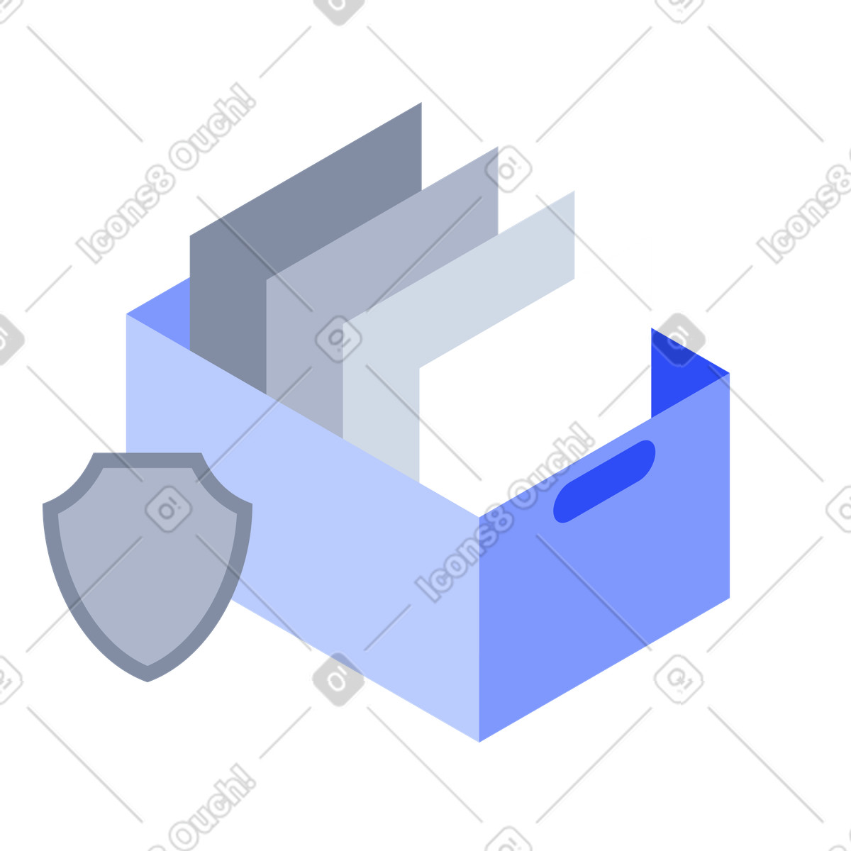Data protection archive box with secure shield privacy concept-Illustration im -Stil als Download in PNG, SVG