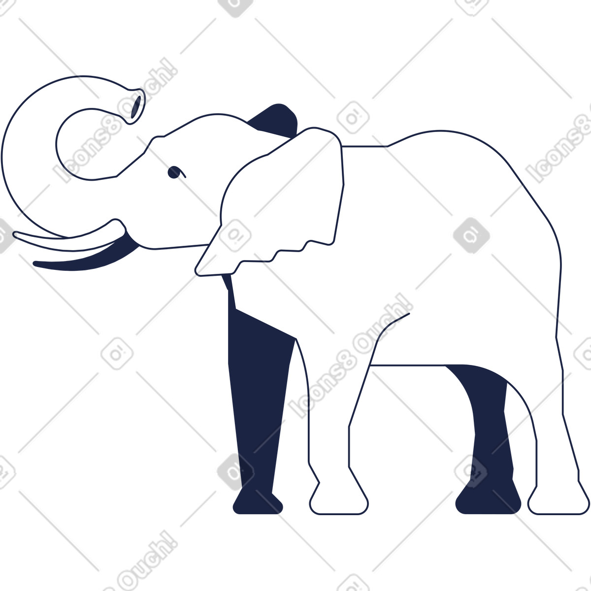 Elefant-Illustration im Urban Line-Stil als Download in PNG, SVG