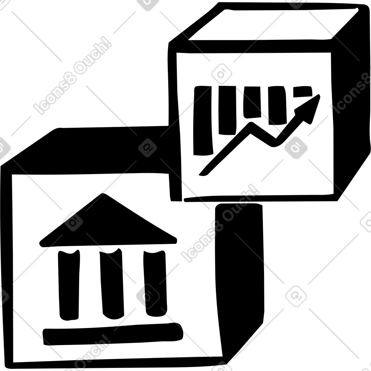 Cubes with banking system profitability illustration in Line style download in PNG, SVG