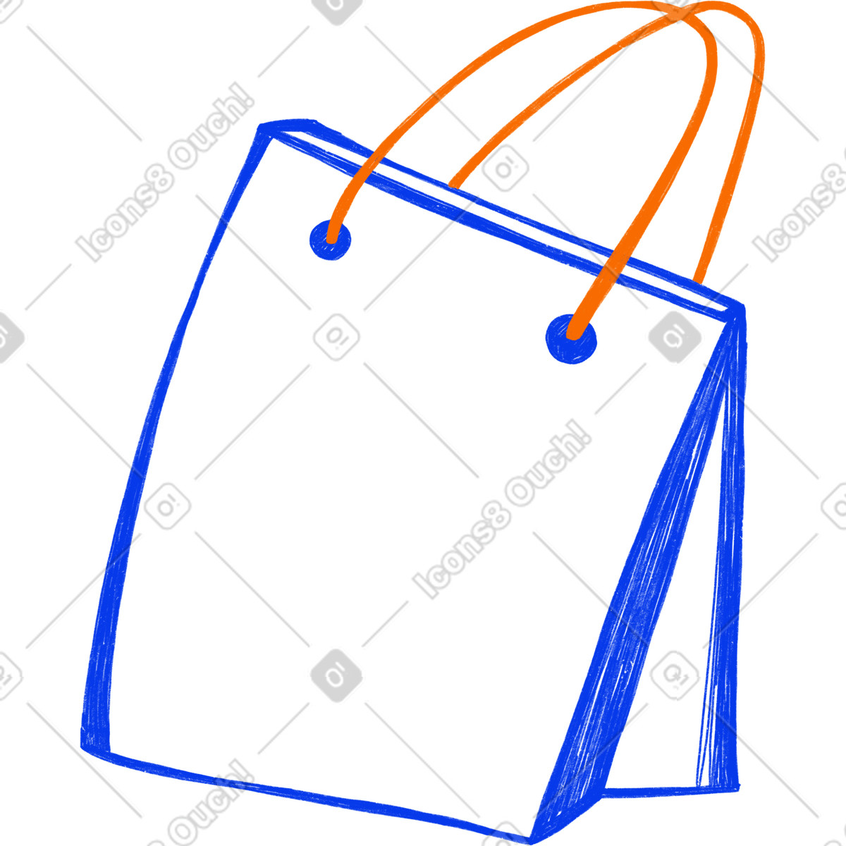Blue bag with orange strings illustration in Biro style download in PNG, SVG