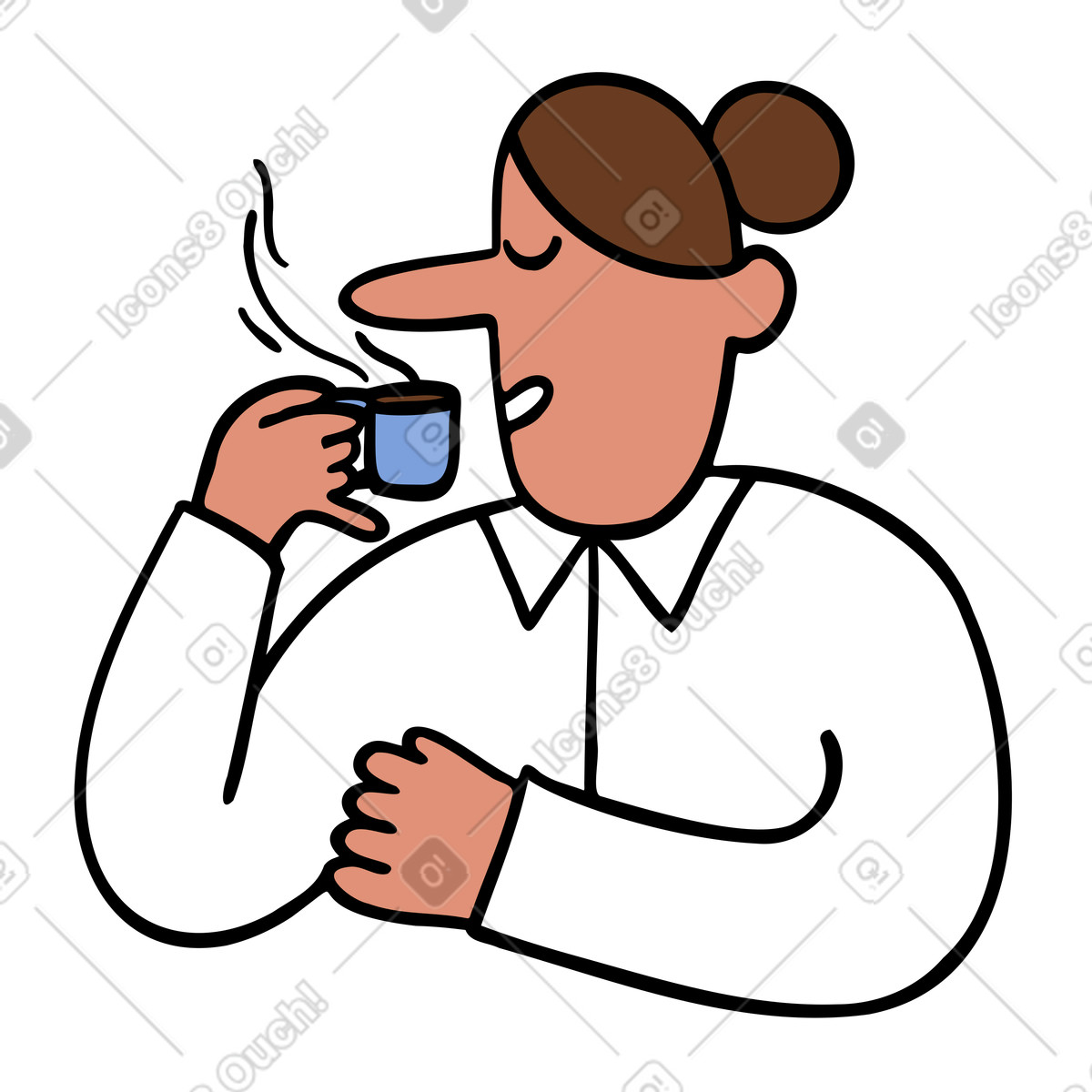 Arbeiter macht eine kaffeepause-Illustration im Comic-Stil als Download in PNG, SVG