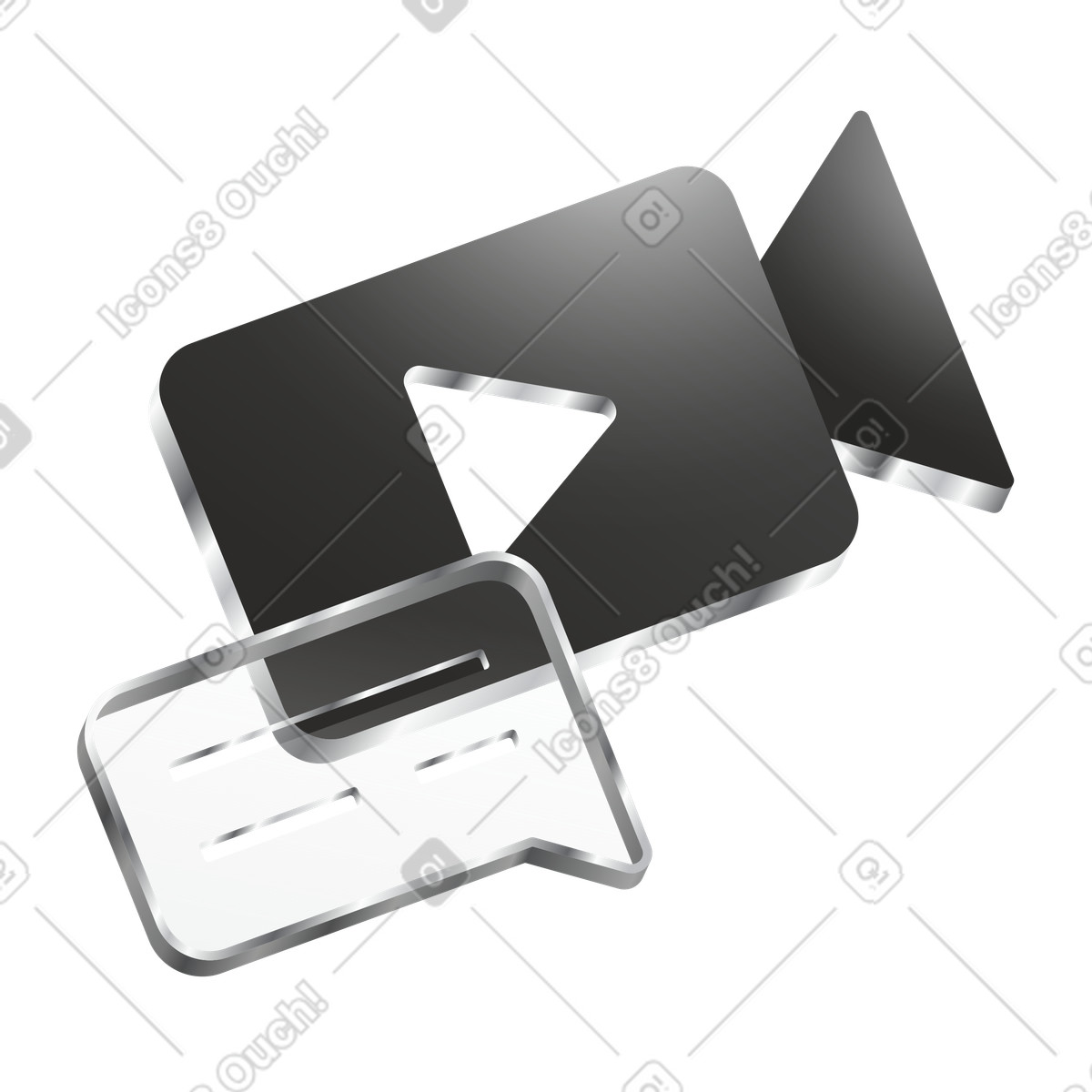 Video call meeting icon with chat speech bubble illustration in Token style download in PNG, SVG