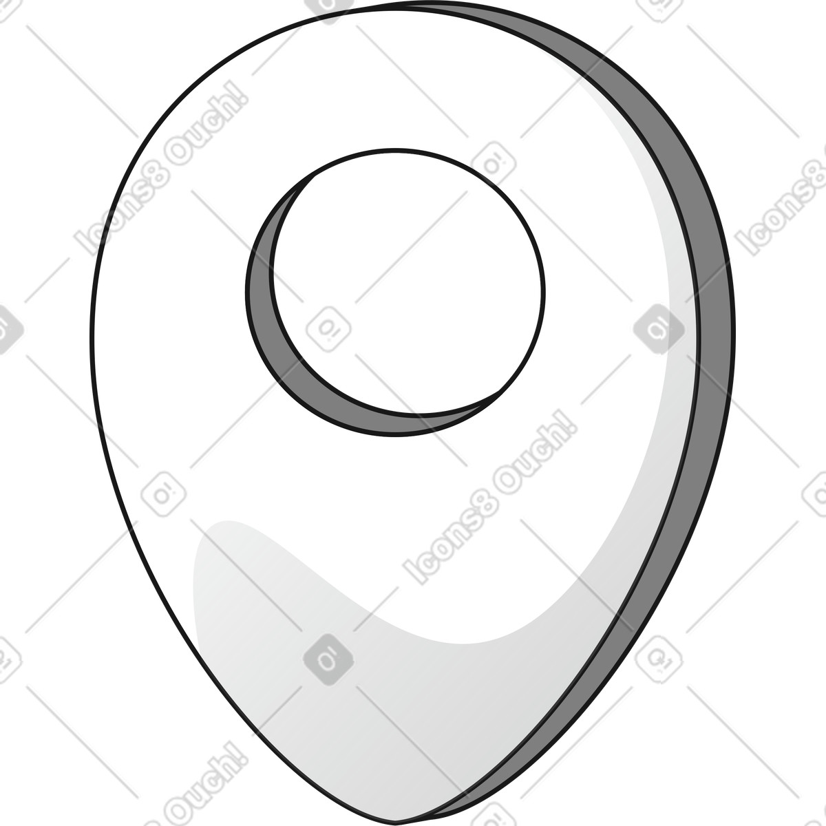Pin map location marker symbol with hollow centered circle shape illustration in Futuristic style download in PNG, SVG