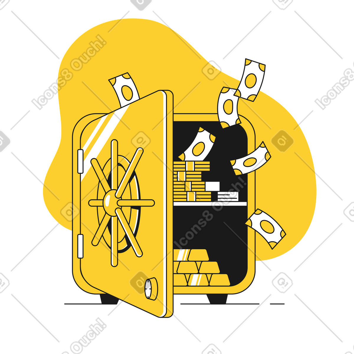 Saving money in safe illustration Taxi style download PNG, SVG
