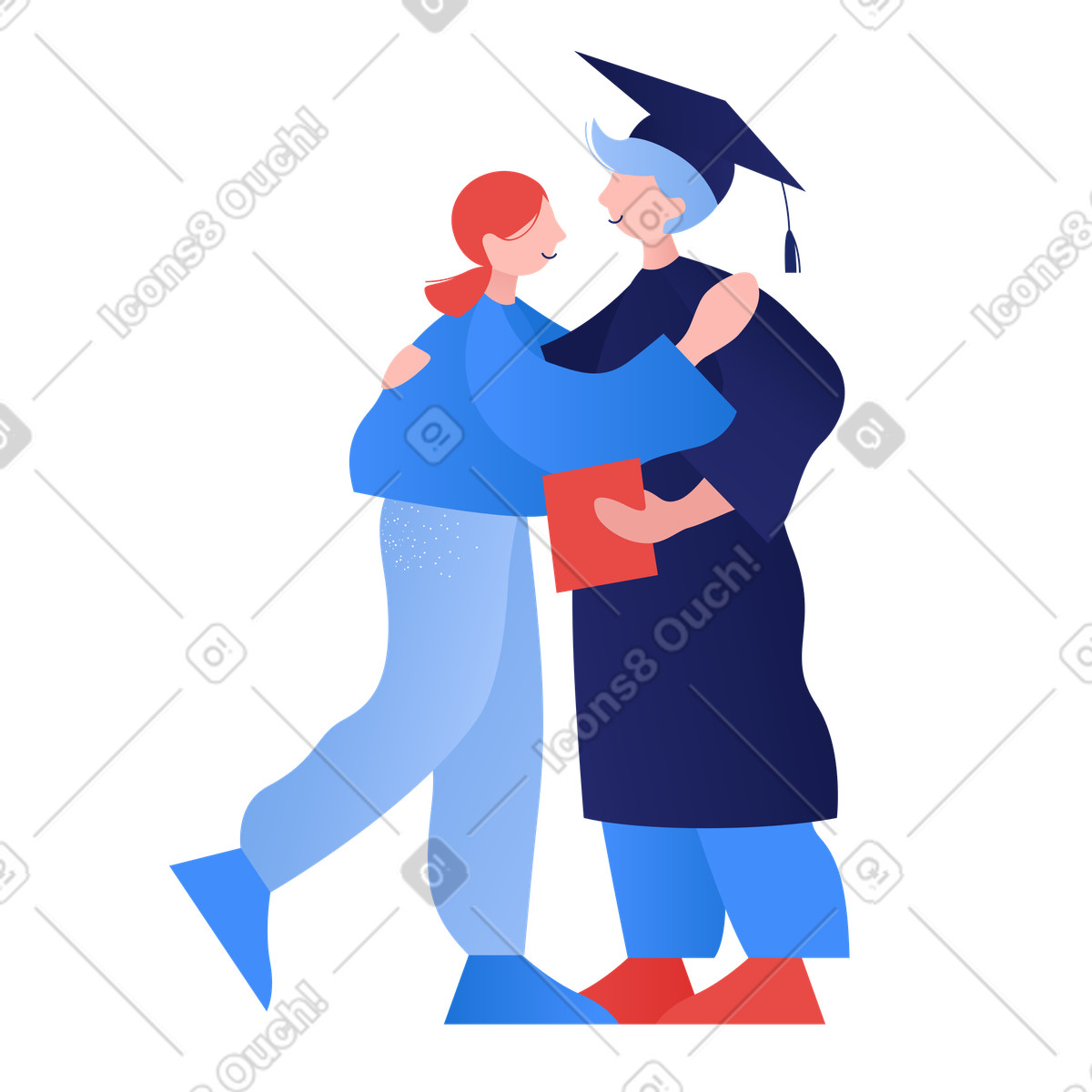 Girl embracing her graduate boyfriend illustration people hugging clipart PNG SVG