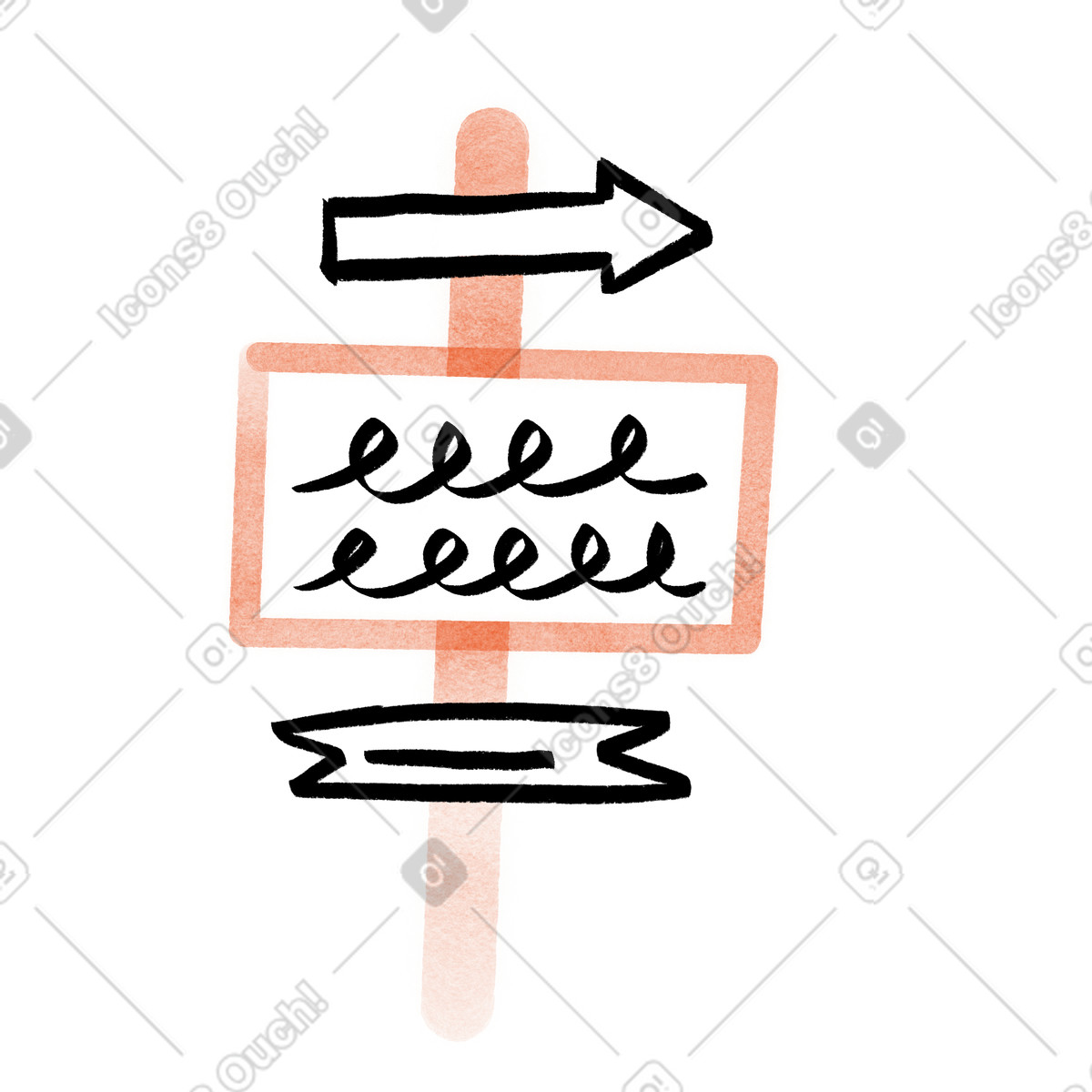 Illustration animée Panneau de signalisation avec flèche, navigation routière et indications dans le style Hand-drawn animation à télécharger aux formats GIF, Lottie (JSON), AE
